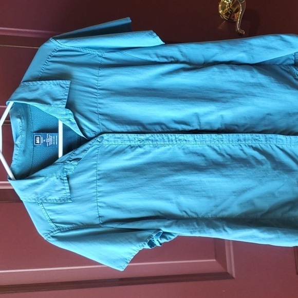 REI teal SS performance shirt 100 tactel nylon size XL secret pockets - Picture 1 of 9